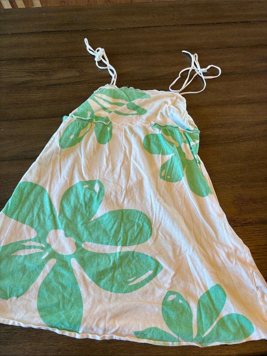 Pacific Girl Sundress With Mint Green Floral Print Tie String Dress Size Medium